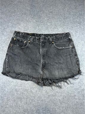 Vintage Levis 550 Denim Cut off Shorts Women W 38 Distress Black Western Summer